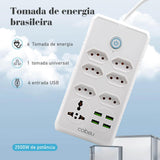 Régua de Tomadas com Filtro de Linha – 10A, 100-240V, Plug Padrão BR